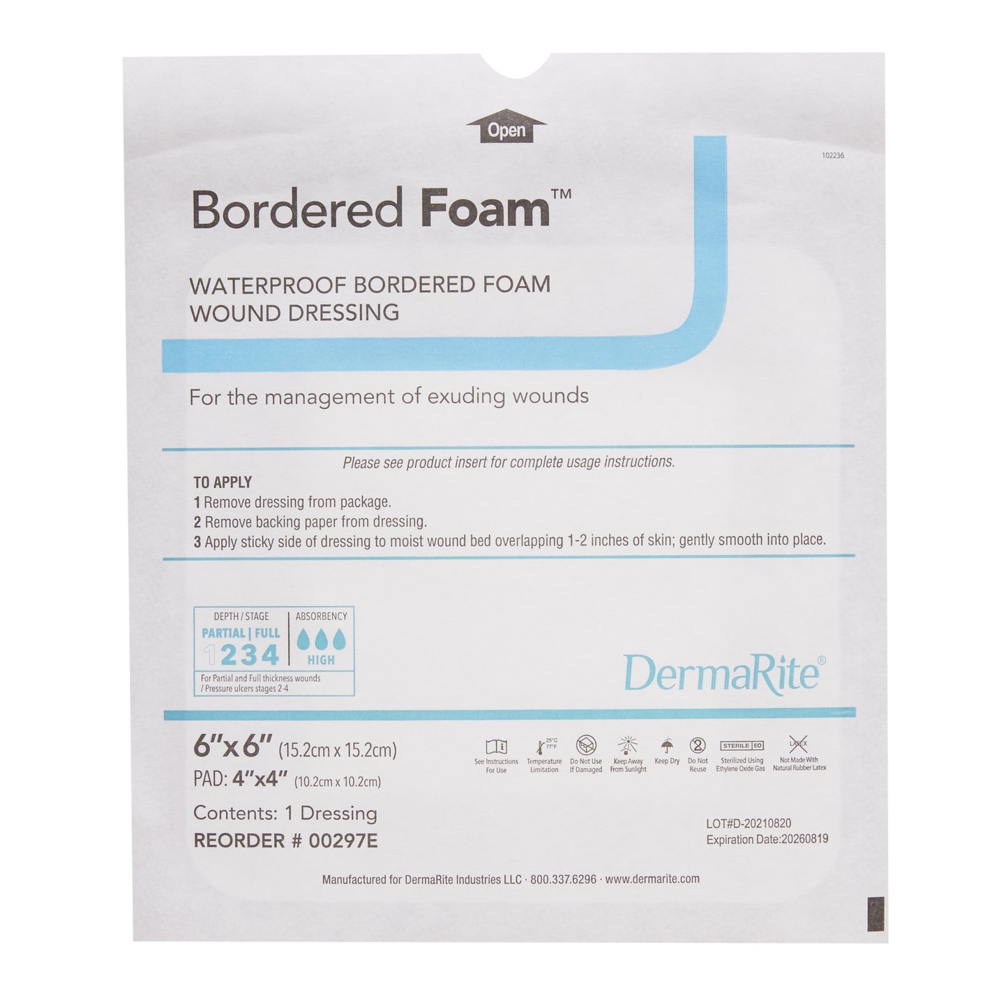 DRESSING, FM WND BORDERED 6X6"(10EA/BX)