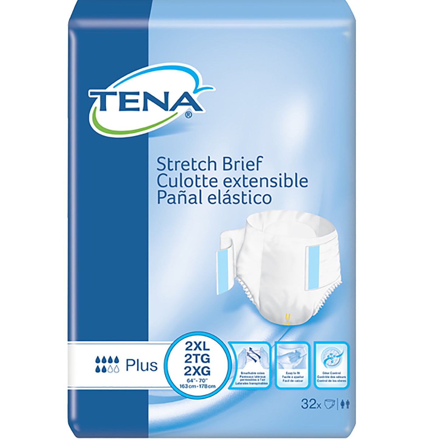 BRIEF, TENA STRETCH PLUS 2XLG (32/PK 2PK/CS)