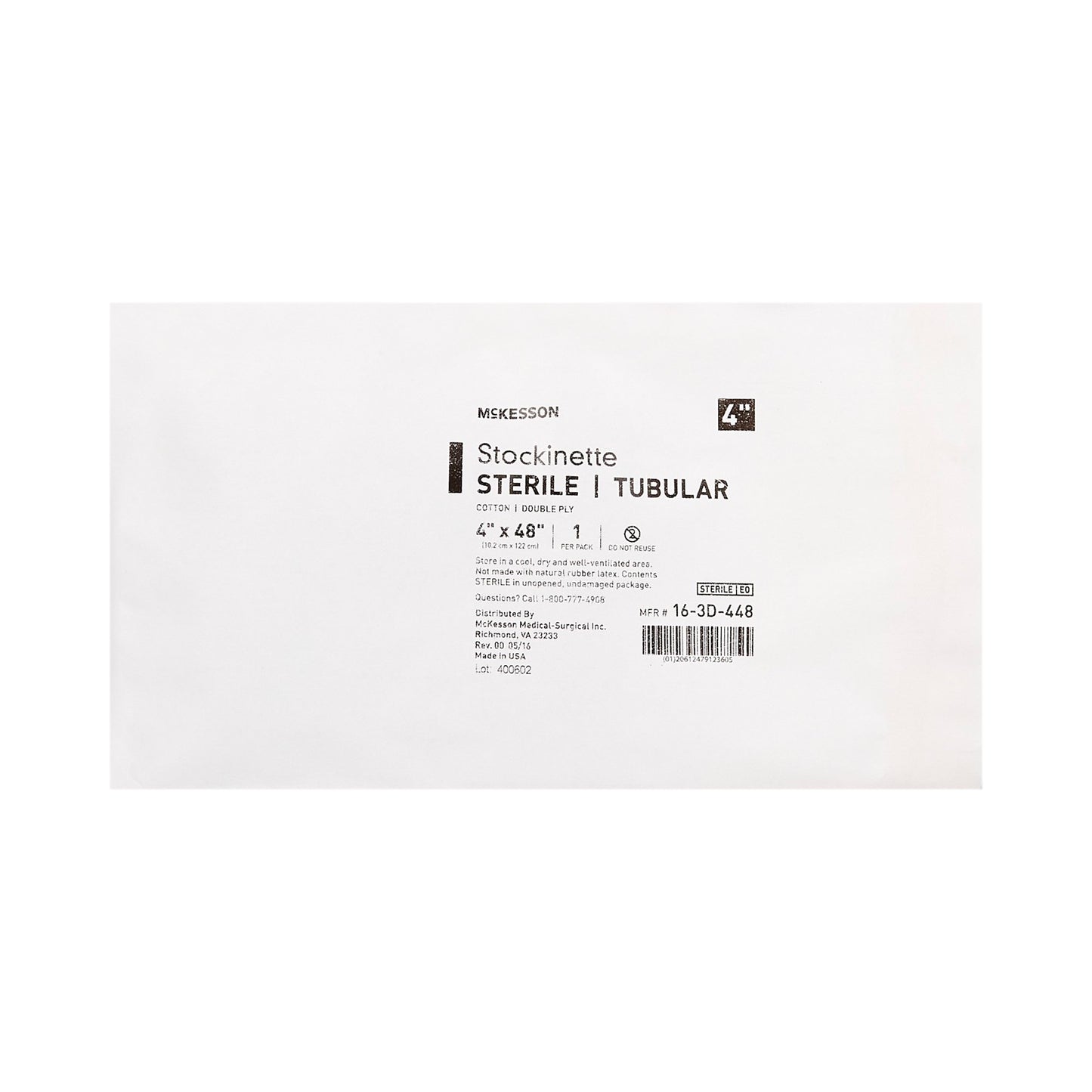 STOCKINETTE, TUBULAR 2PLY STR 4"X48"(20/CS)