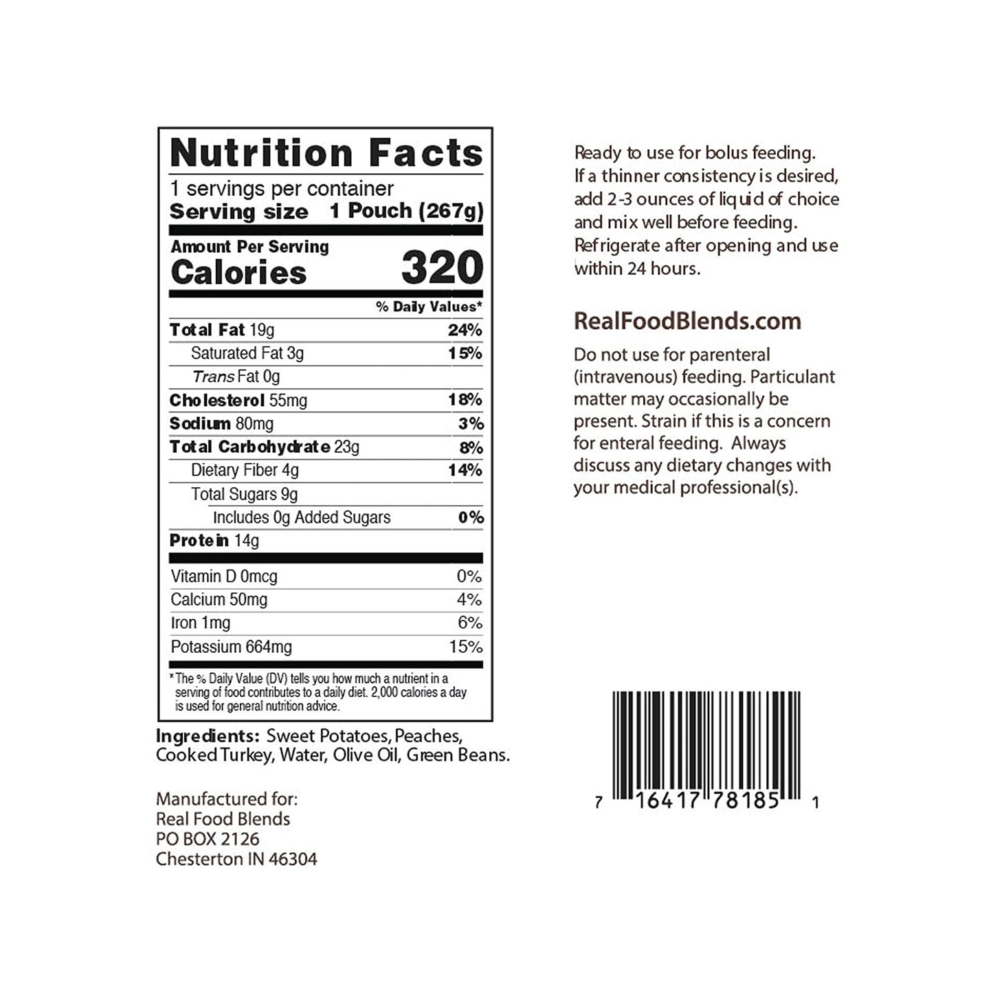 ENTERAL FEEDING, TURKEY/ SWEETPOTATOES & PEACHES (12/CS)