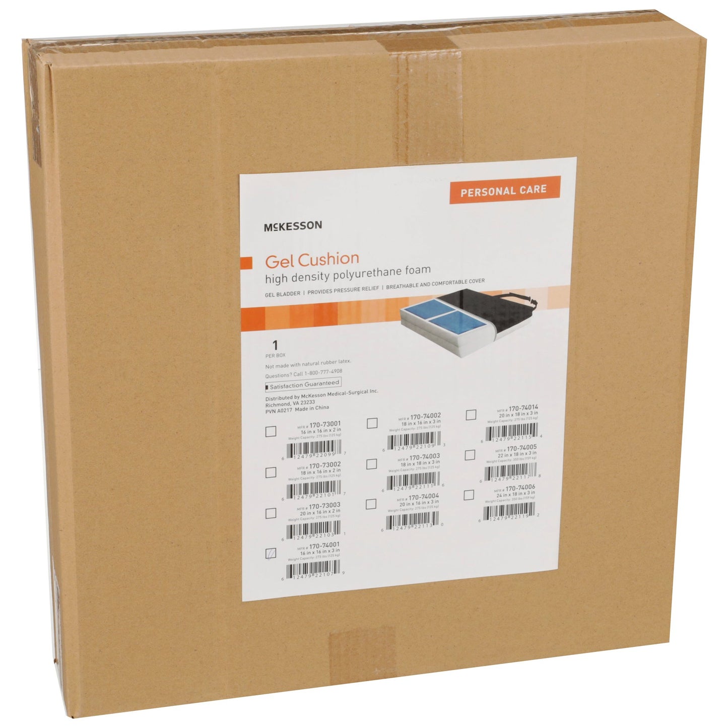 CUSHION, SEAT PROTEKT GEL 16"X16"X3" (4/CS)