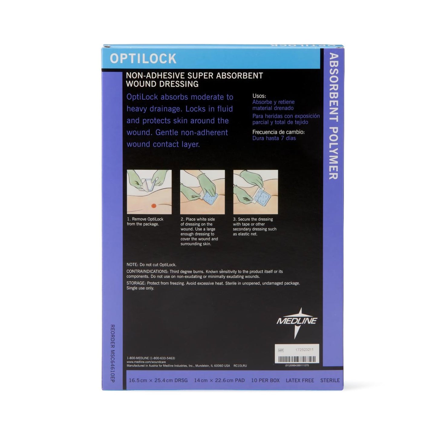 DRESSING, WND OPTILOCK N/ADH 61/2X10" (10/BX 5BX/CS)
