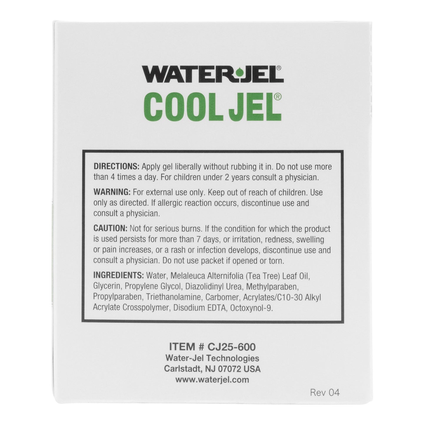 GEL, BURN WATERJEL COOL JEL 3.5GM (25/BX 24BX/CS) WTRJEL