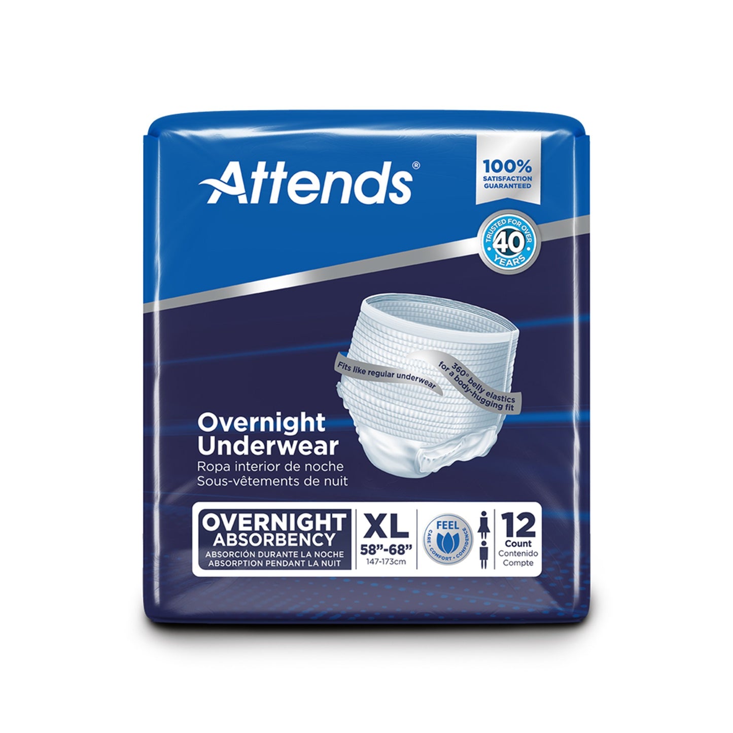 UNDERWEAR, INCONT OVERNIGHT W/LEAKAE XLG (12/BG 4BG/CS)