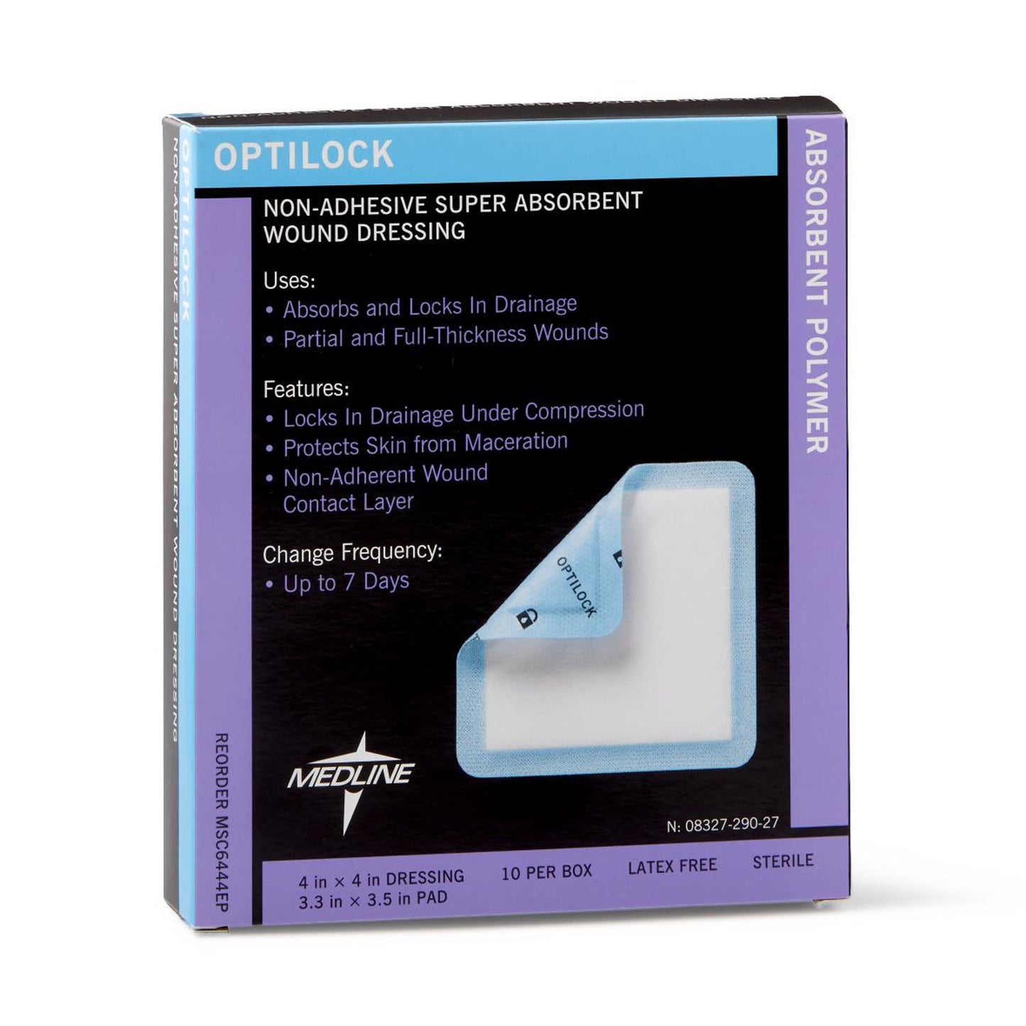 DRESSING, WND OPTILOCK N/ADH 4X4" (10/BX 10BX/CS)