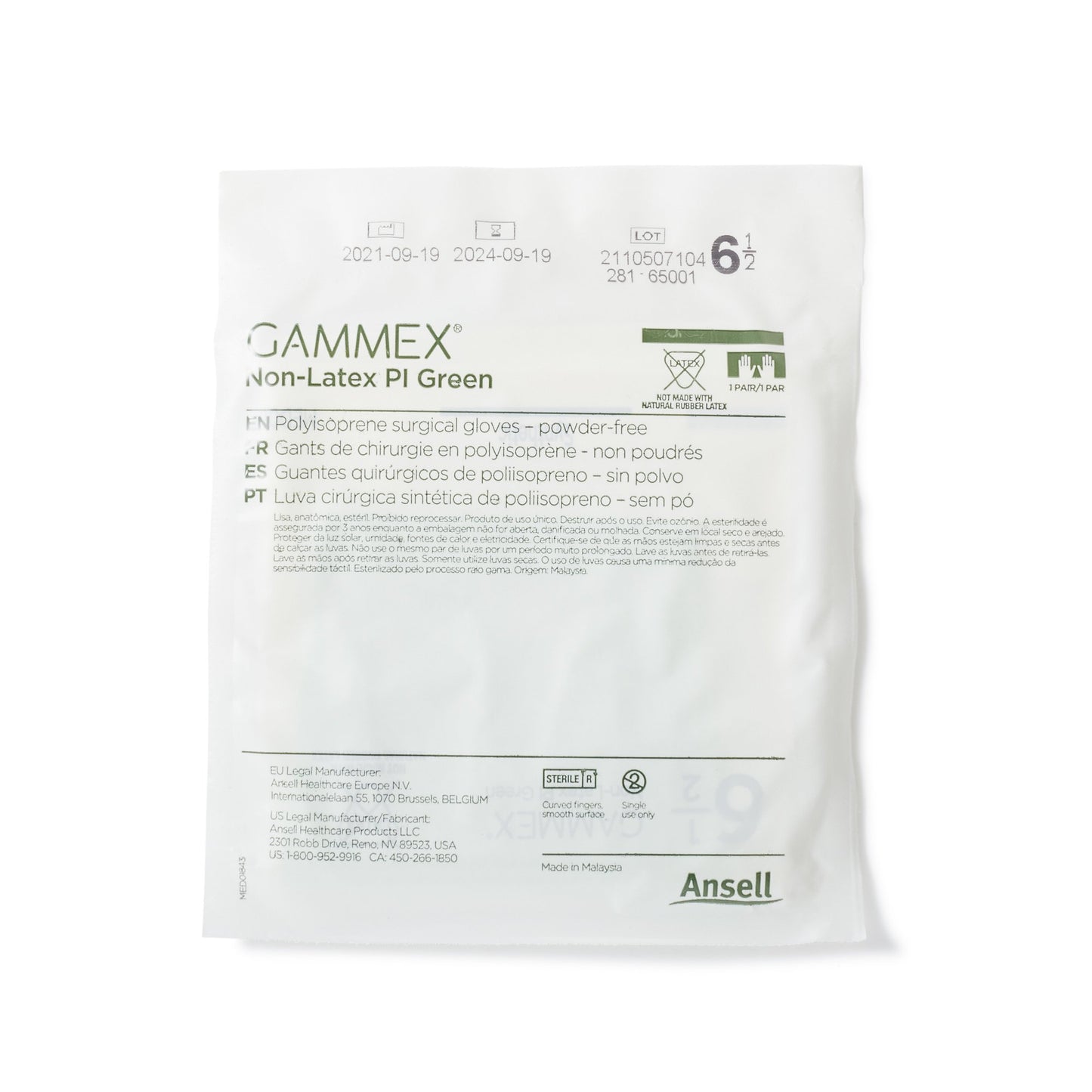 GLOVE, SURG PLYISO 6.5 STR2 SMTH CHEMO (50PR/BX 4BX/CS)