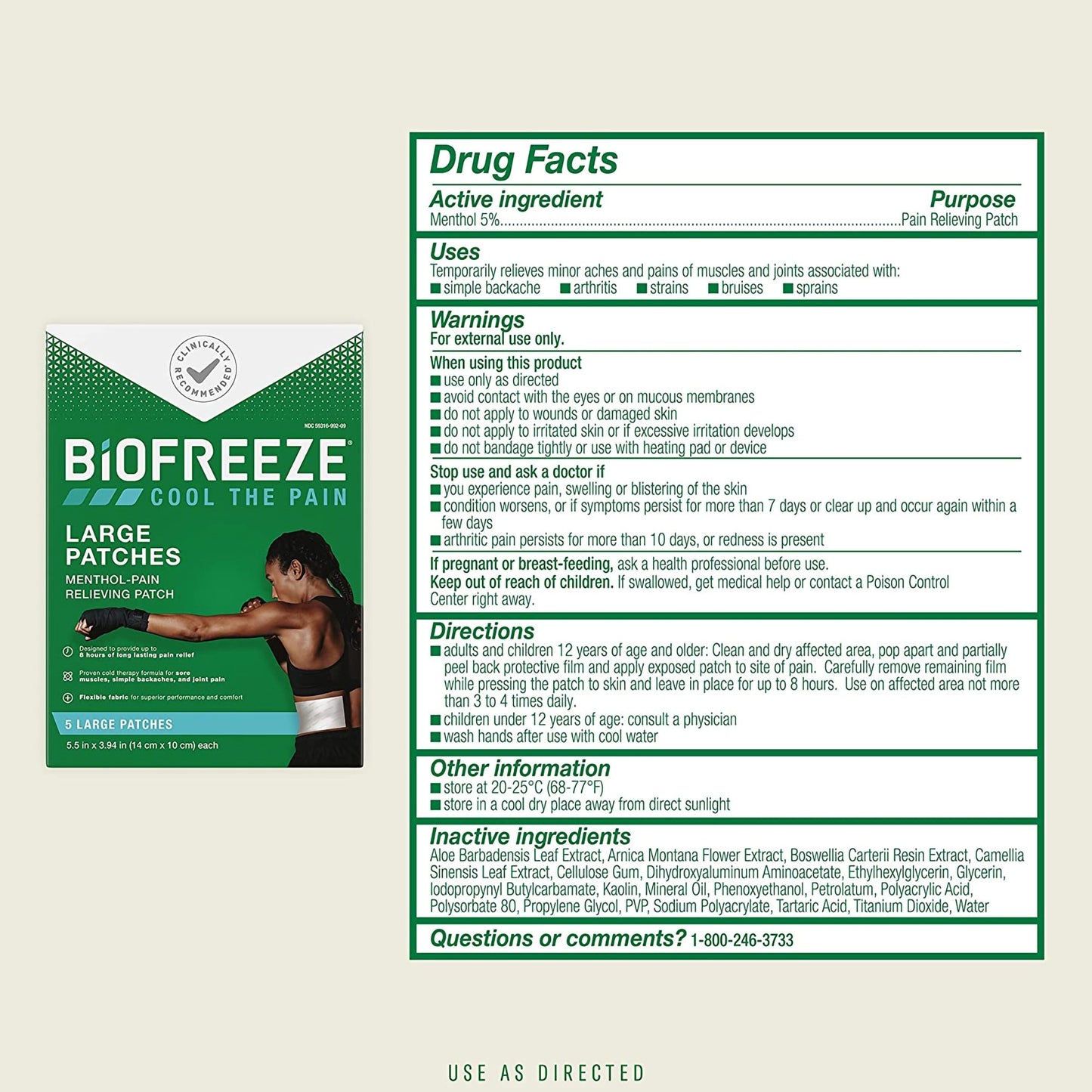 BIOFREEZE PRO, PATCH PAIN RELIEVING (5/BX 24BX/CS)