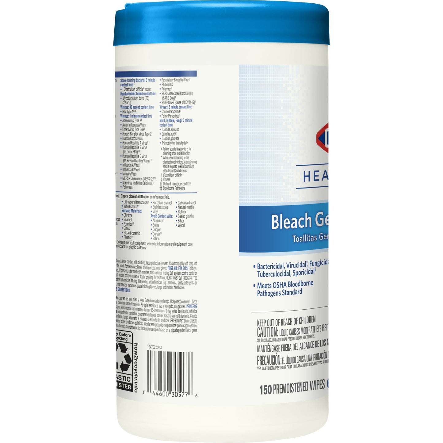 WIPE, CLOROX GERMICIDAL 5X6 (150/PK 6PK/CS) SALFLD