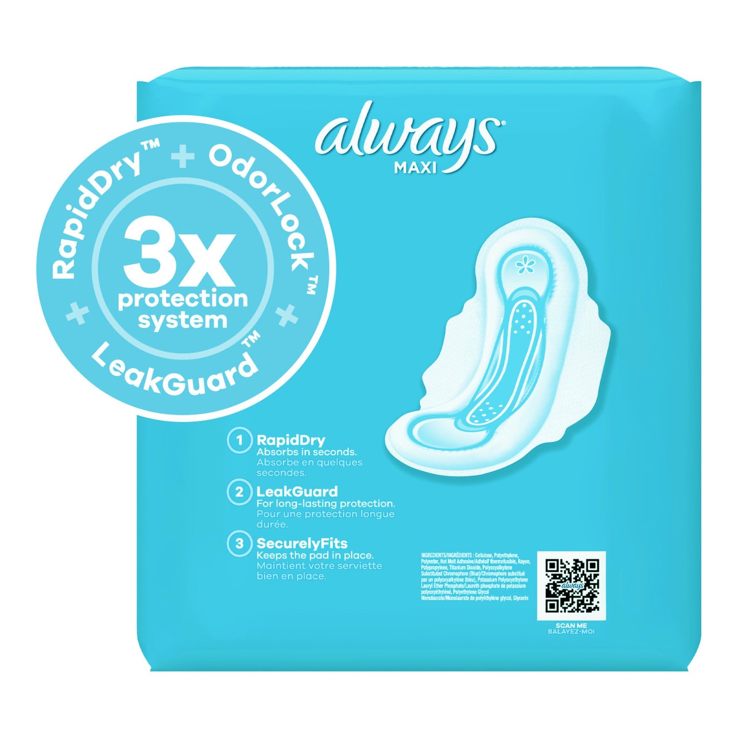 PAD, MAXI ALWAYS W/FLEXI-WINGSSZ2 (18/PK 8PK/CS)