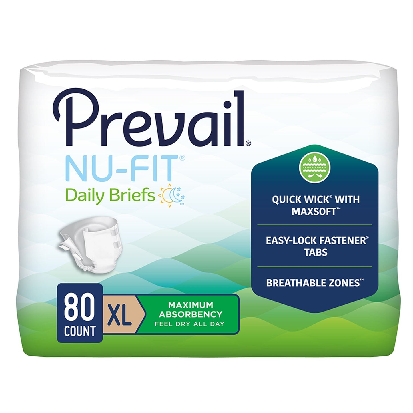BRIEF, PREVAIL NUFIT MAX ABSRB ADLT XLG (20/BG 4BG/CS)