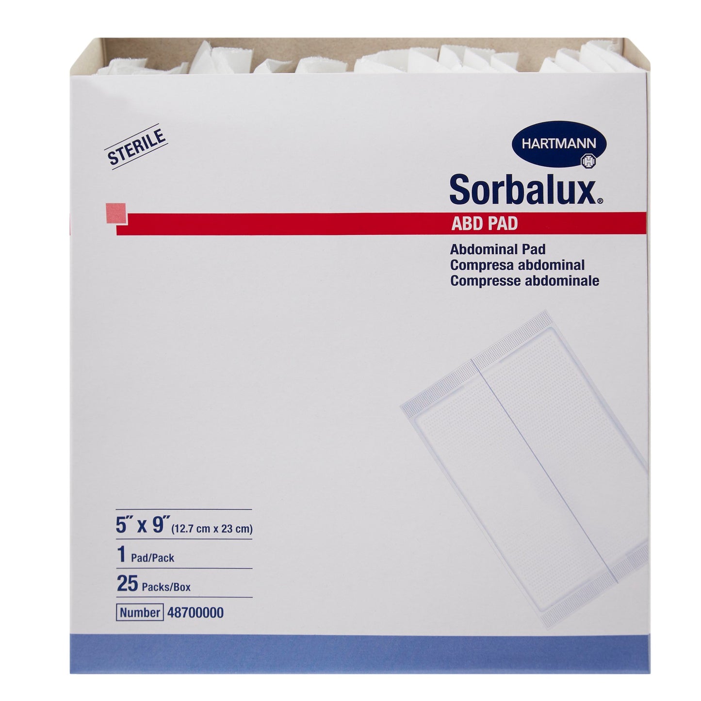 PAD, ABDN SORBALUX 5"X9" (25/BX 16BX/CS)