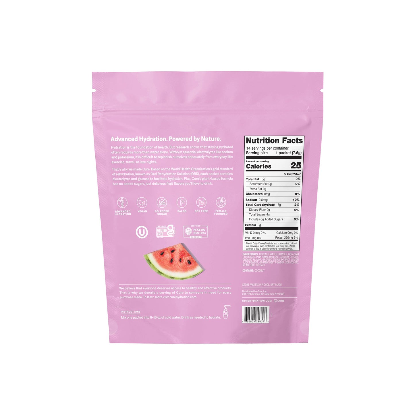SUPPLEMENT, ELECTROLYTE WATERMELON MIX (14/PK 6PK/CS)