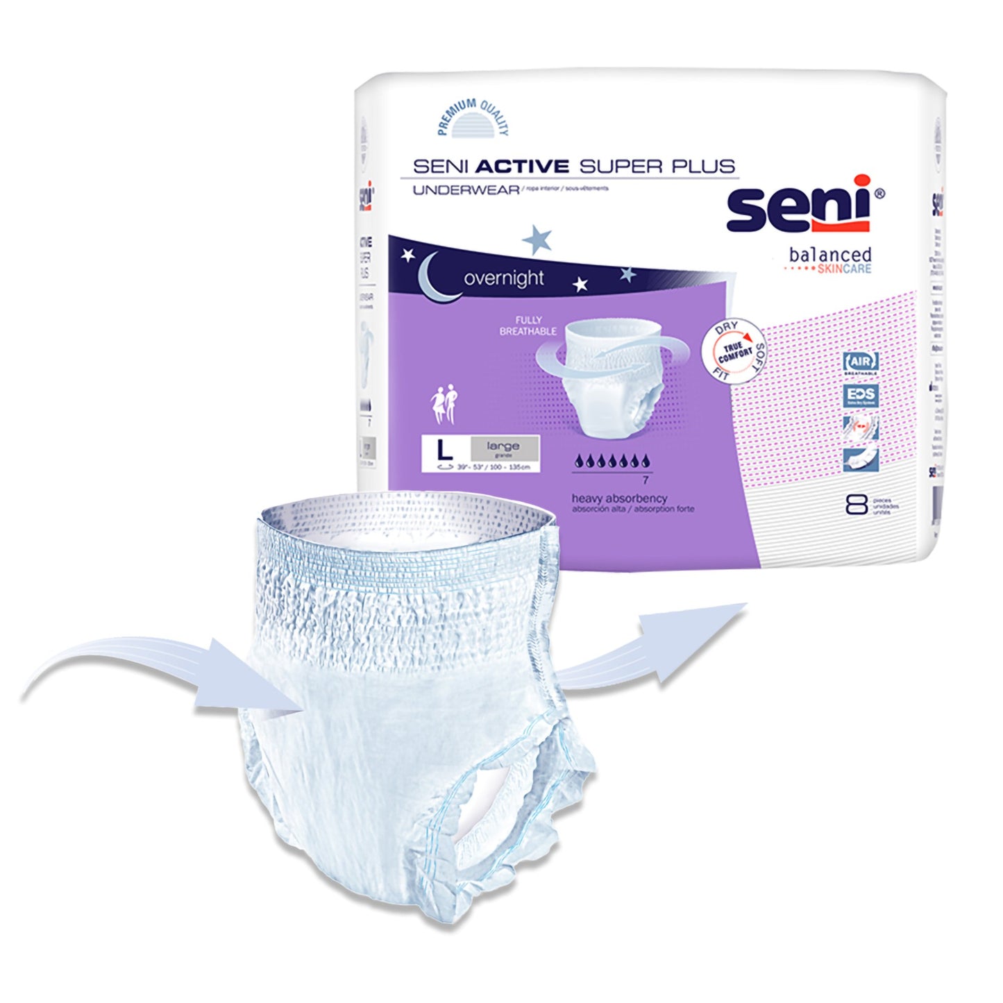 UNDERWEAR, INCONT ACTIVE SUPER+ LG 39"-53" (8/PK 4PK/CS)