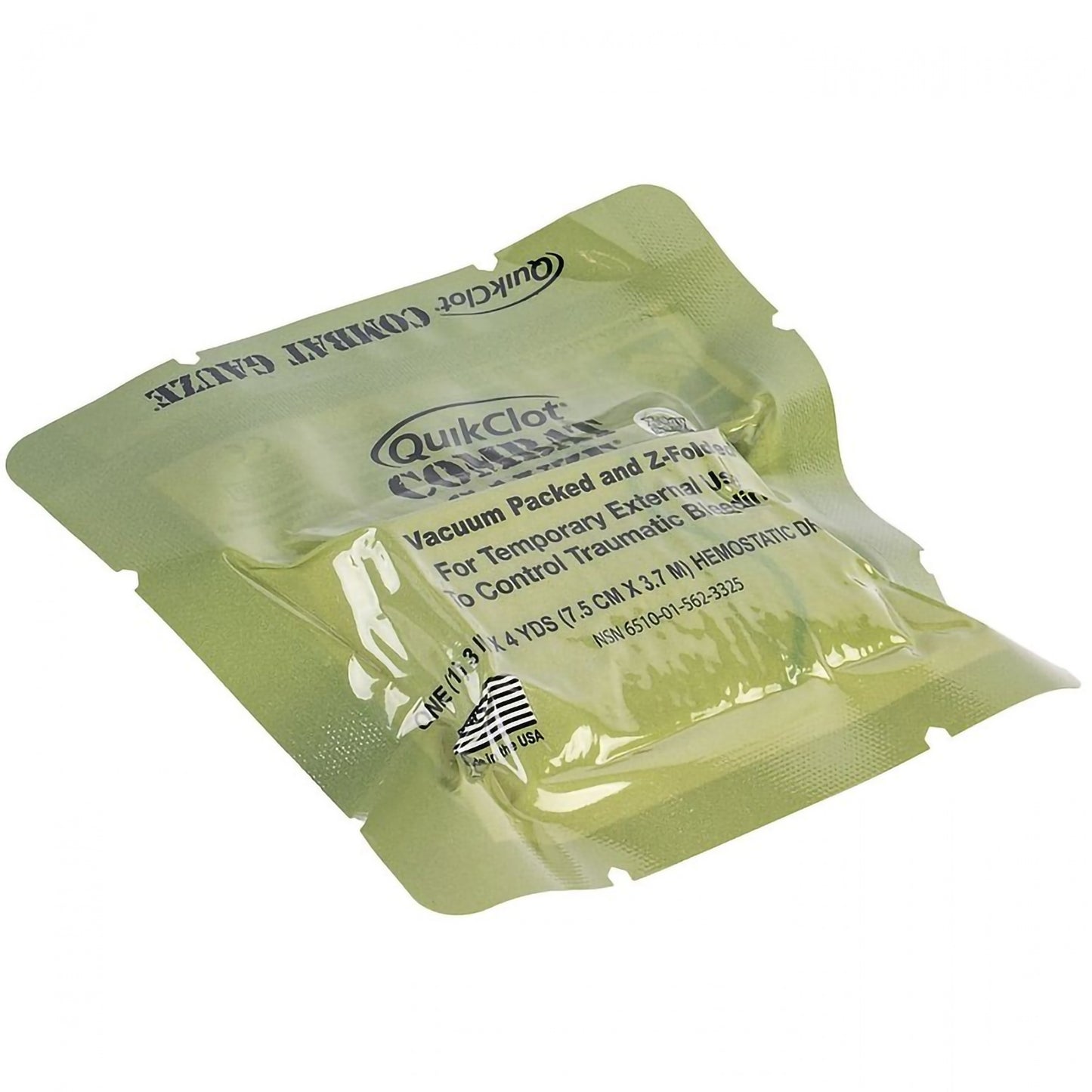 GAUZE, COMBAT QUIKCLOT W/X-RAYDETECTABLE STRIP 3"X4YDS