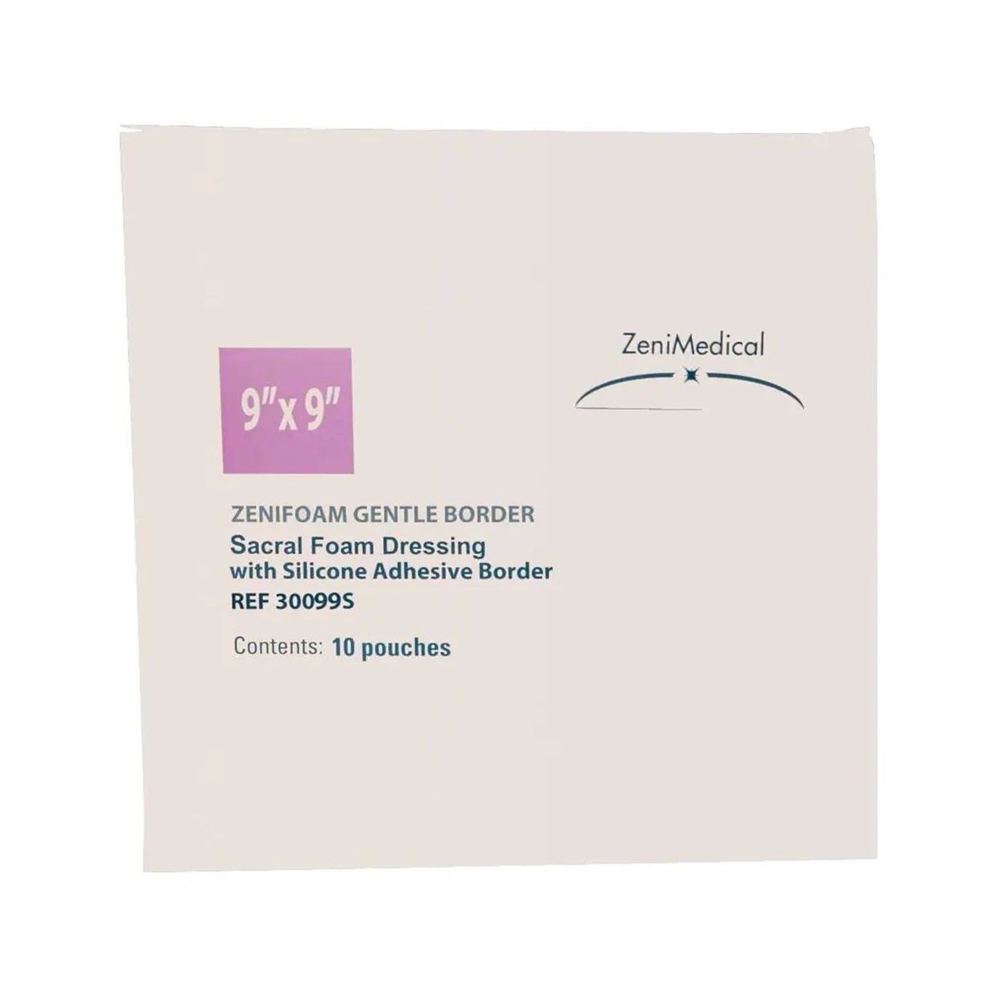 DRESSING, ZENIFOAM GENTLE BORDER SACRAL 9X9" (10/BX)