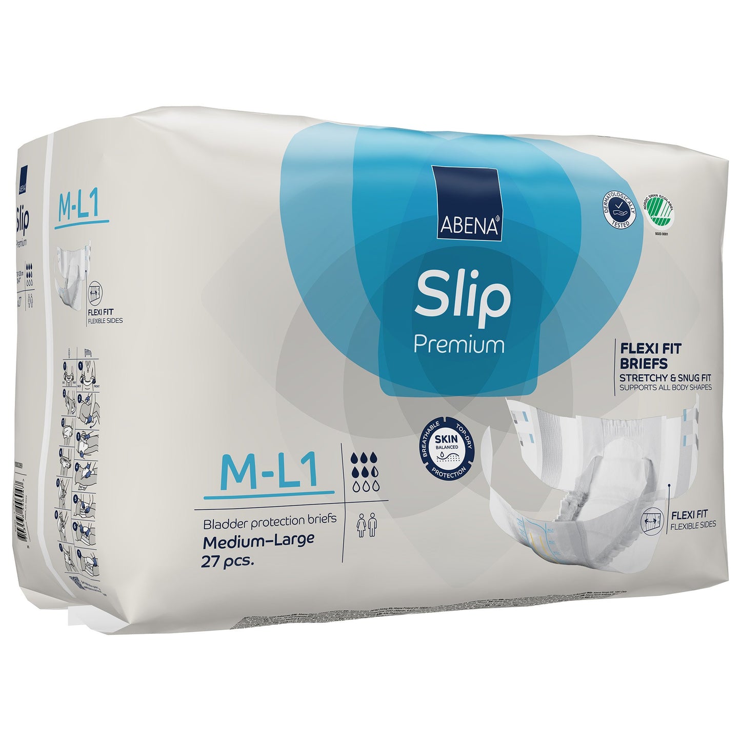 BRIEF, INCONT SLIP FLEX FIT PREM M1-L1 MED/LG (27/PK 4PK/CS)