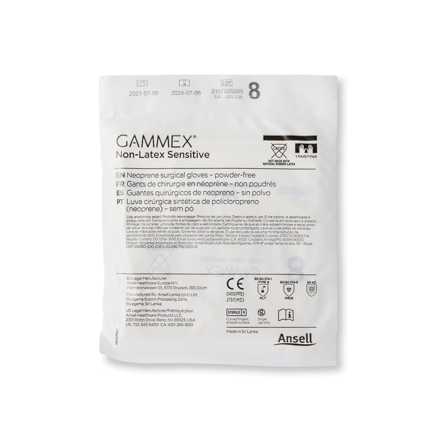 GLOVE, SURG PLYCHPRN 8.0 STR2 SMTH CHEMO (50PR/BX 4BX/CS)
