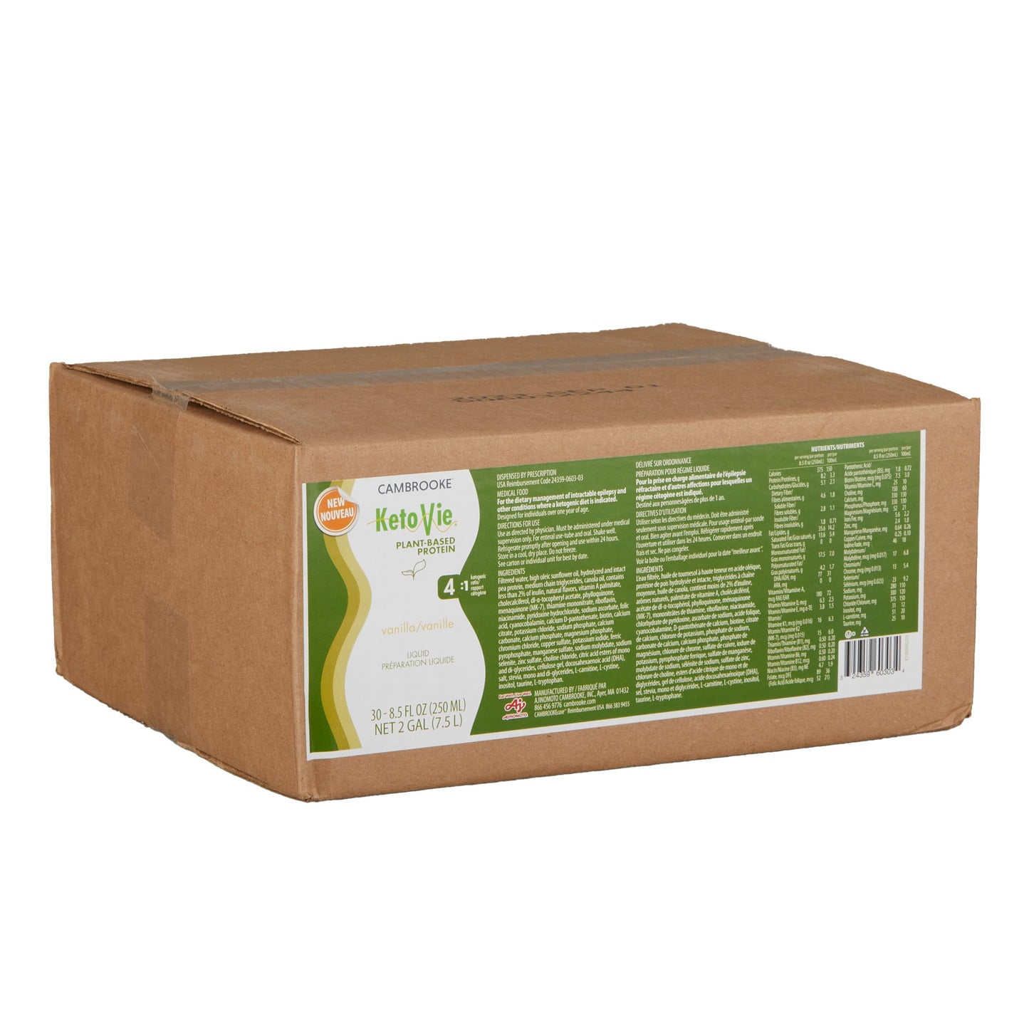 SUPPLEMENT, ORAL KETOVIE 4:1 PLANT BASED VAN 8.3OZ (30/CS)