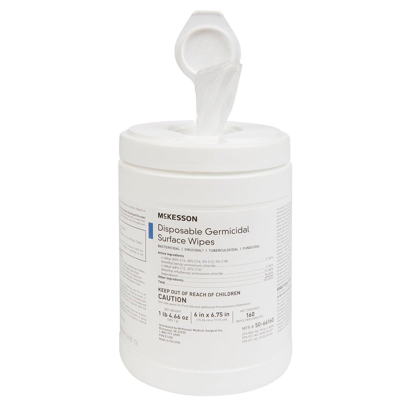 WIPE, GERMICIDE LG 6"X6.75" (160/BX 12BX/CS)