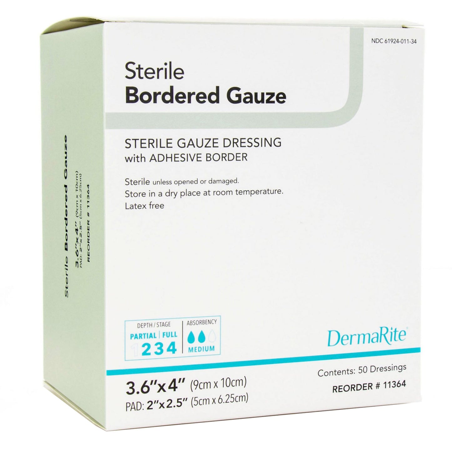 GAUZE, BORDERED STERILE ISLAND3.6X4 (50/BX)