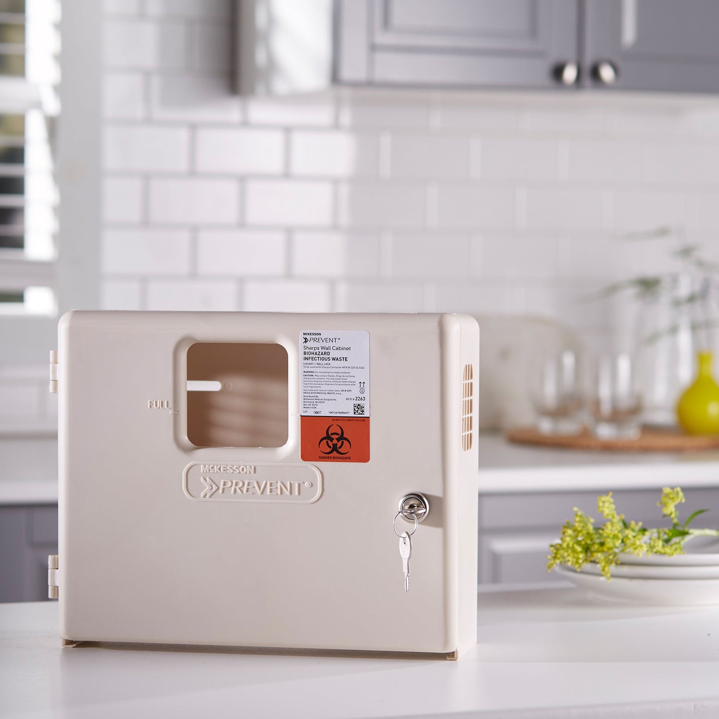 CABINET, SHARPS LOCK WALL 5QT W/2KEYS (2/CS)