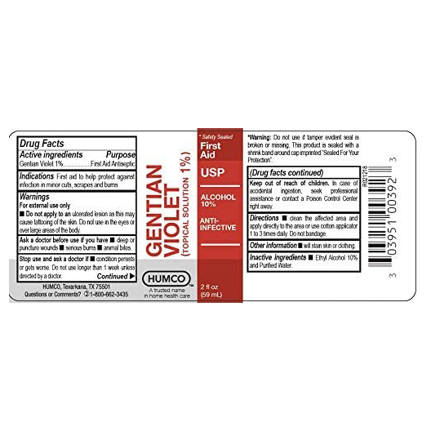 GENTIAN VIOLET, TOPICAL SOL ANTISEPTIC 1% 2OZ