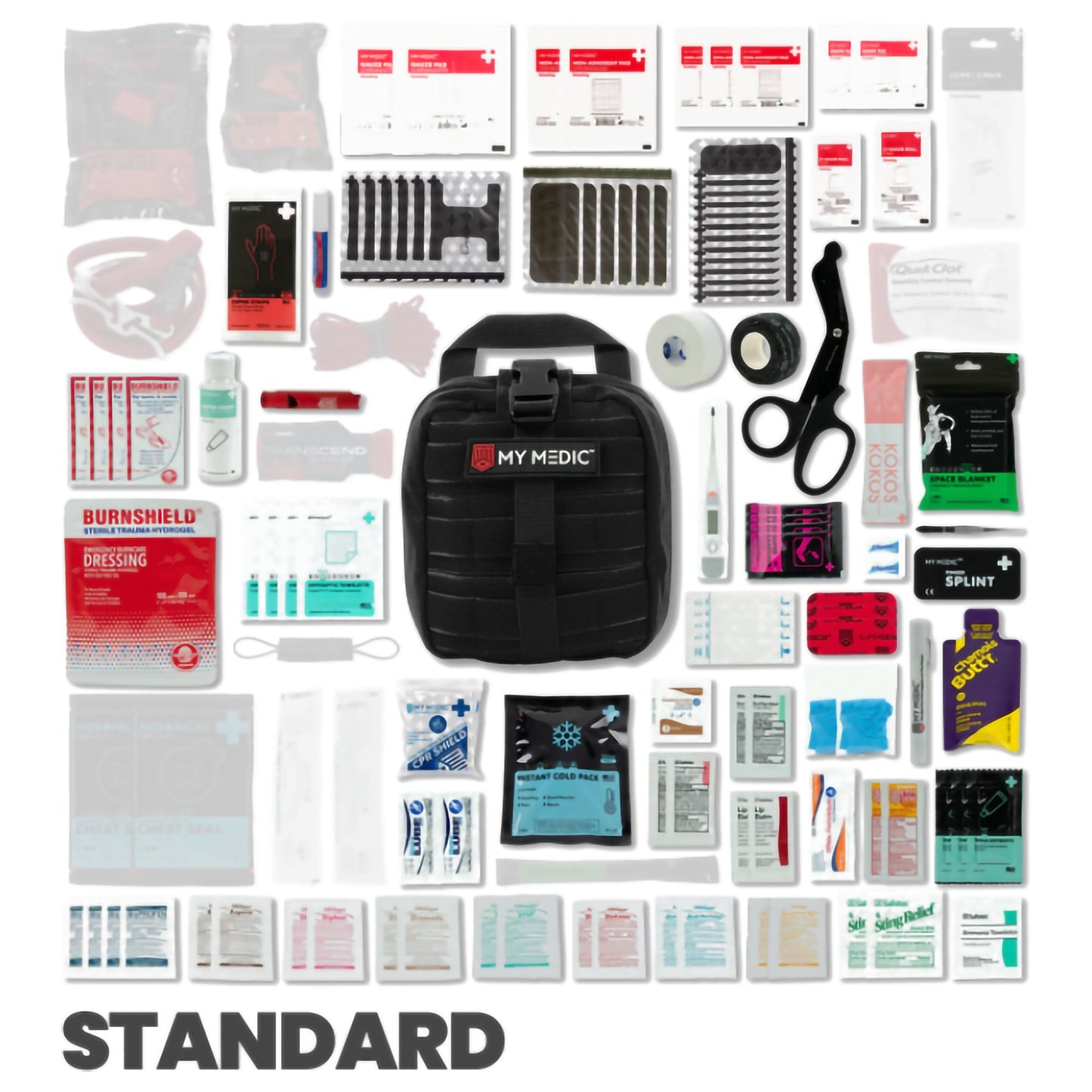 FIRST AID KIT, MYFAK STD 100PCNYLON BAG BLK 7.5X6.5X5"