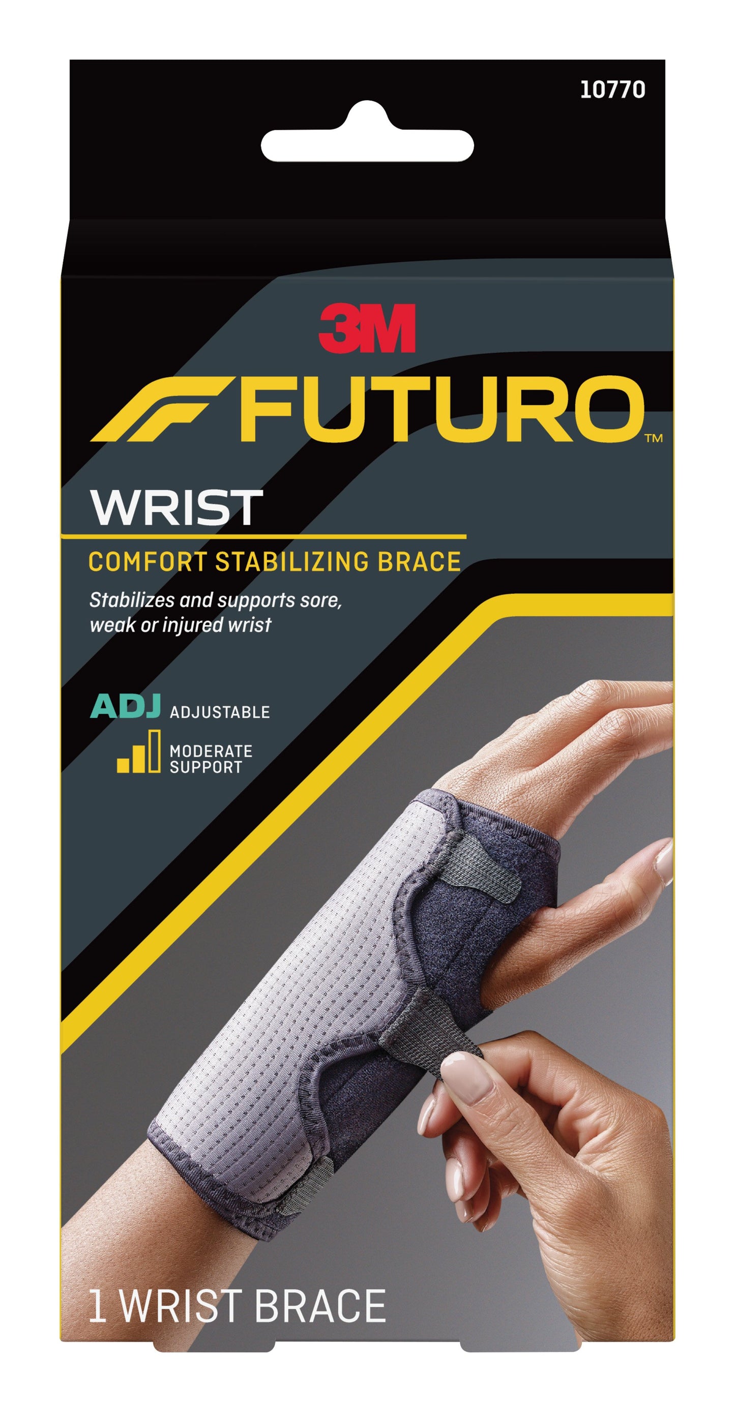 WRIST BRACE, REVERSIBLE UNIV ADJ BLK (12/BX)