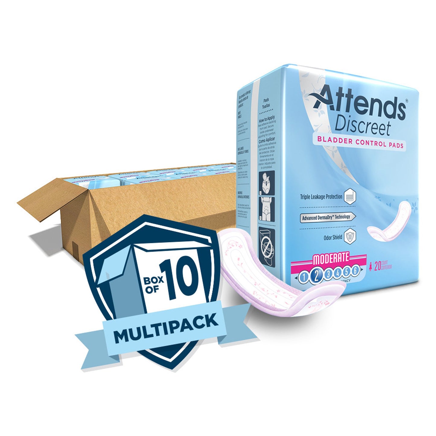 PAD, BLADDER CNTRL ATTENDS DISCREET MODERATE (20/BG 10BG/CS)