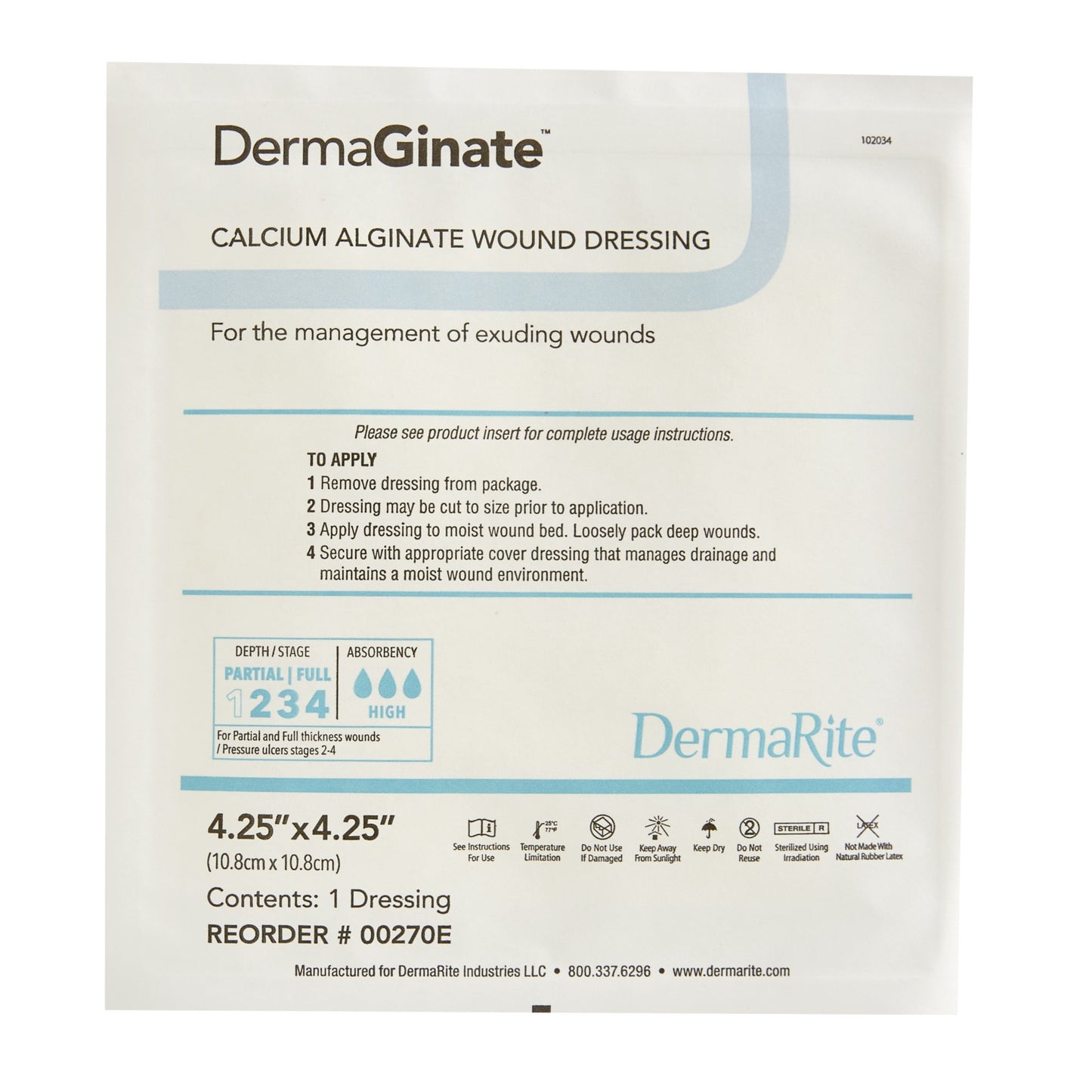 DRESSING, DERMAGINATE 4.25"X4.25" (10/BX)