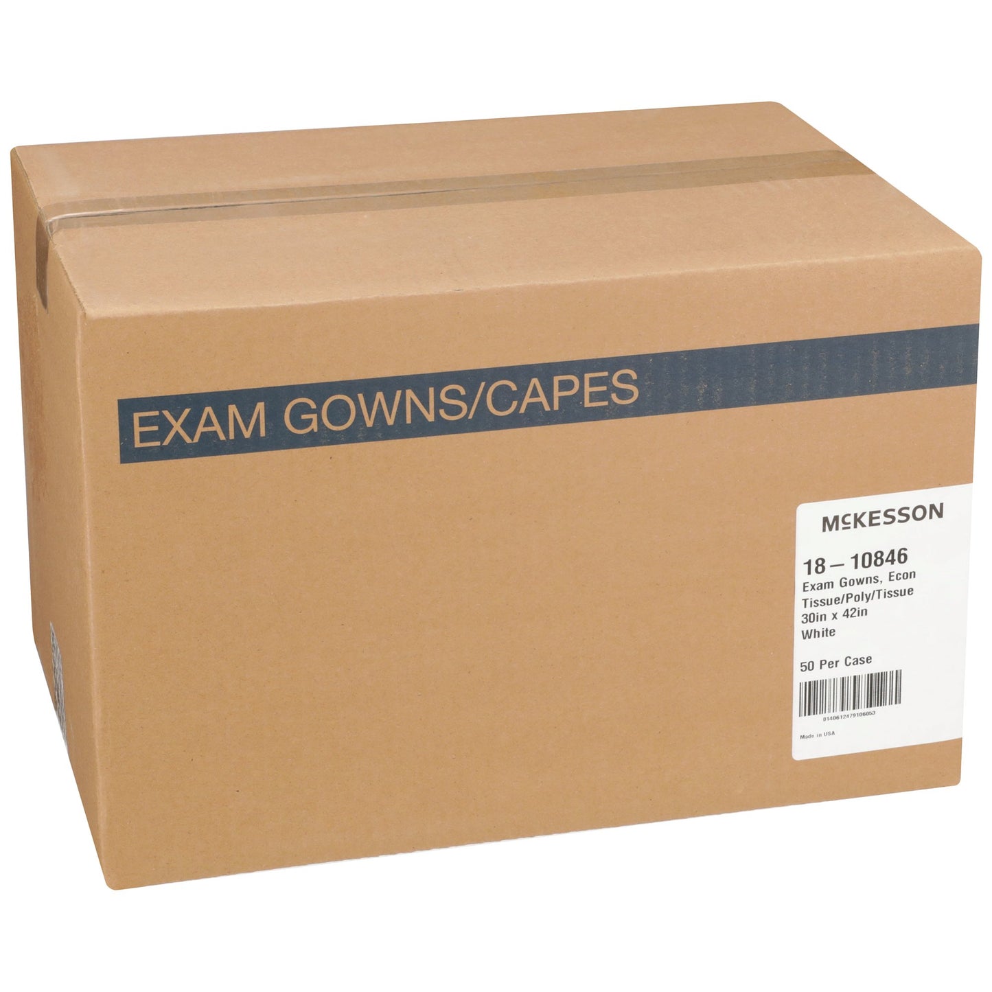 GOWN, EXAM T/P/T ECON WHT 30X42 (50/CS)
