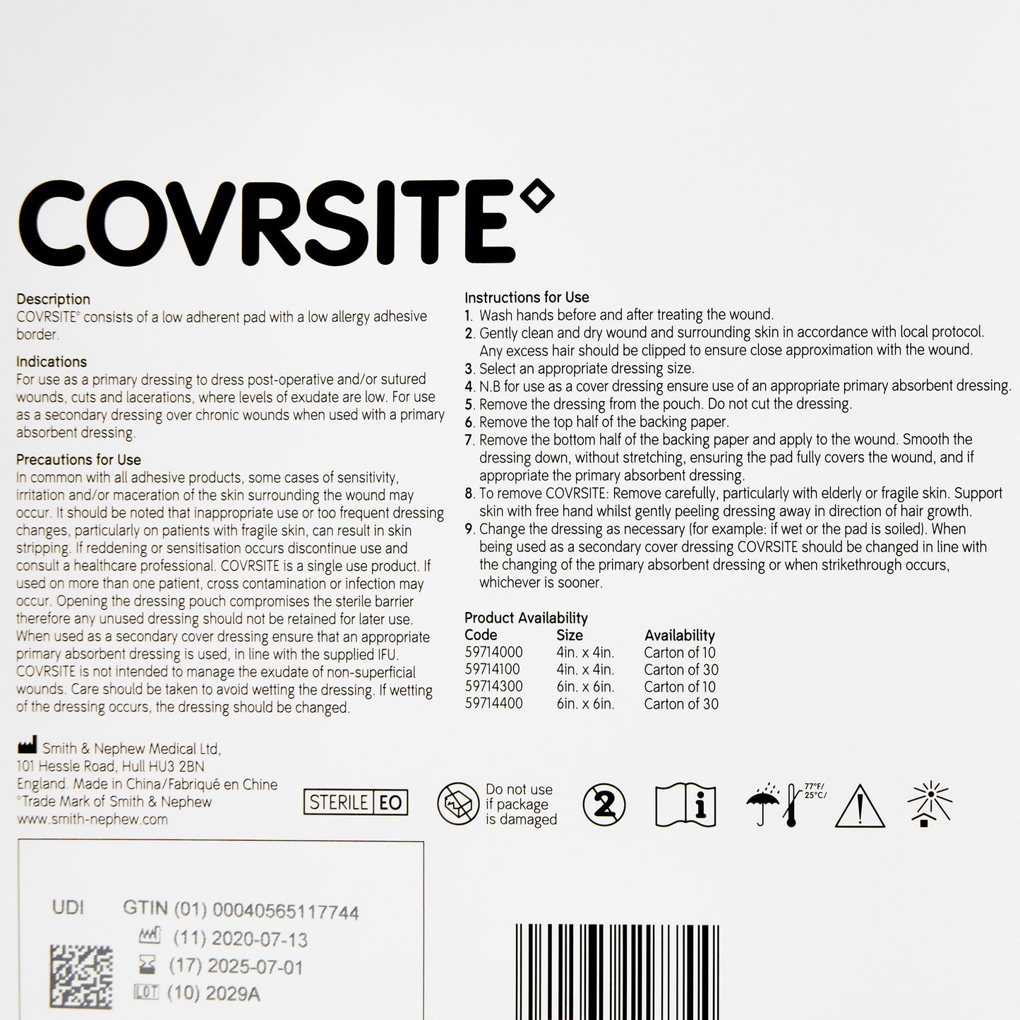 DRESSING, COVRSITE 6"X6" (10/BX)