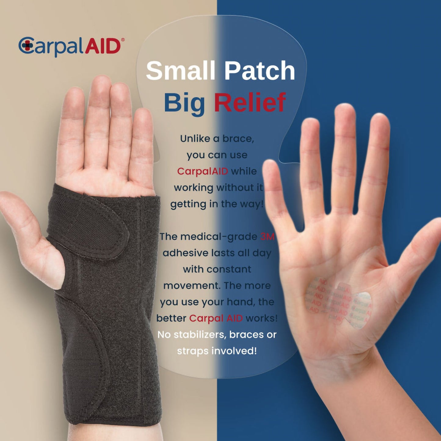 PATCH, CARPAL AID UNIV (100/PK48PK/CS)