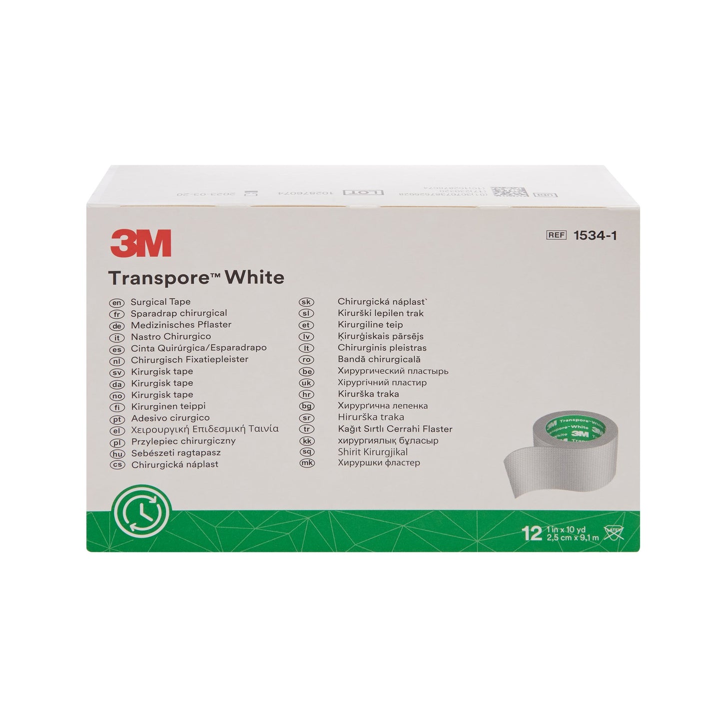 TAPE, ADHSV TRANSPORE WHT 1" (12RL/BX 10BX/CS) 3M