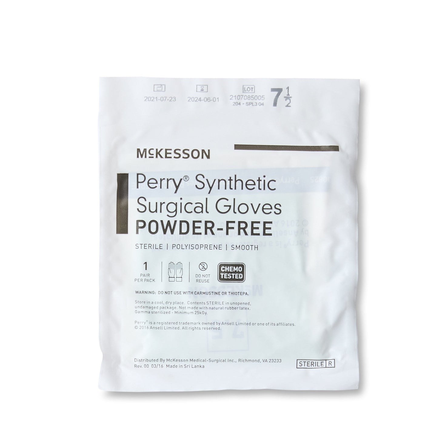 GLOVE, SURG PLYISO 7.5 STR2 SMTH CHEMO (50PR/BX 4BX/CS)