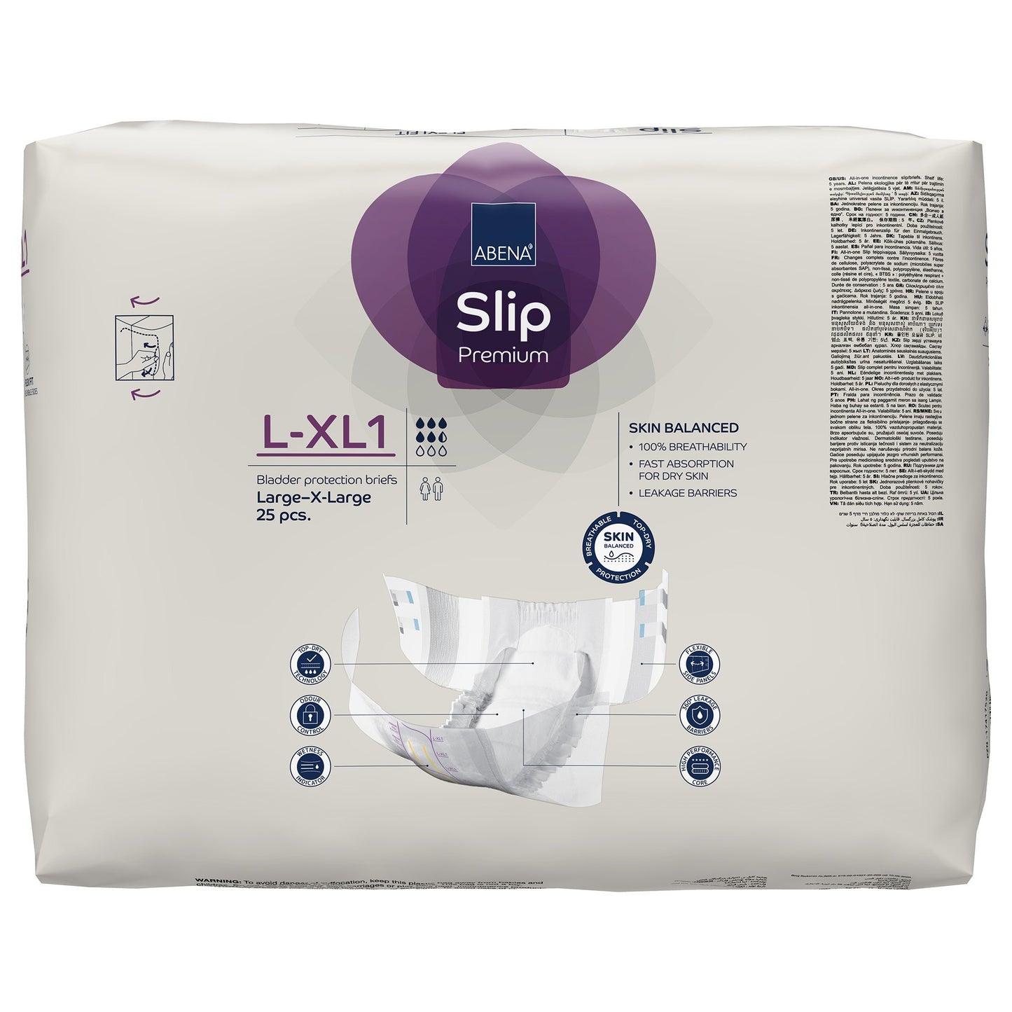 BRIEF, INCONT SLIP FLEX FIT PREM L1-XL1 LG/XLG (25/PK 4PK/CS