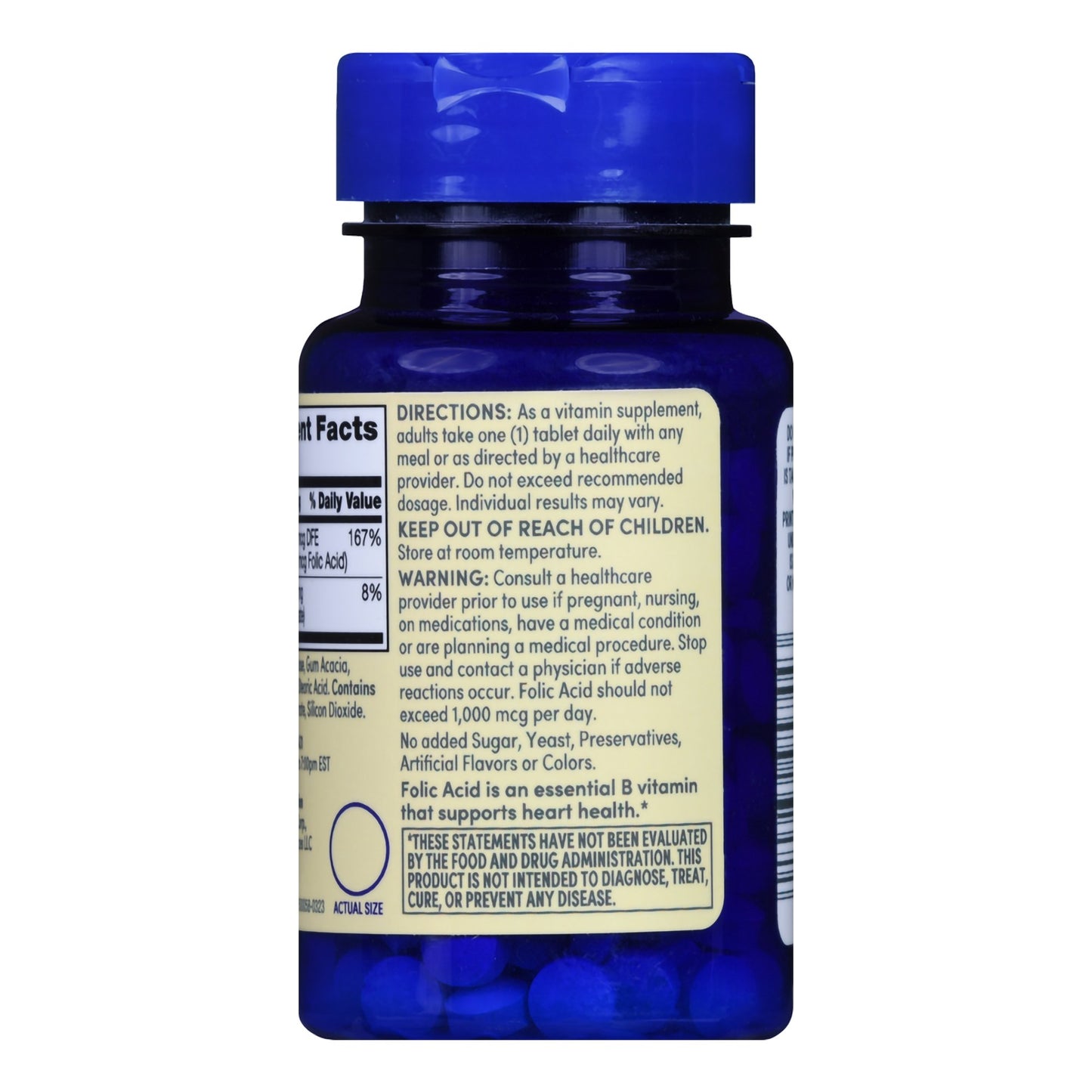 FOLIC ACID, TAB FT SM 400MCG (250/BT)