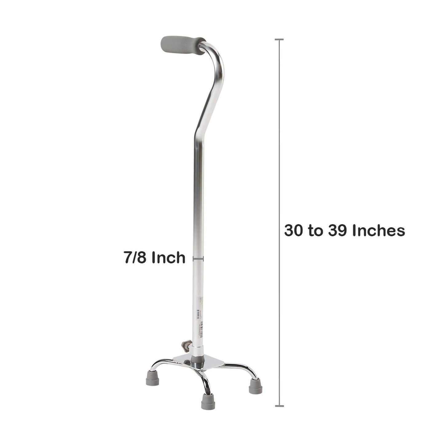 CANE, QUAD/SM BASE ALUM CHROME(4/CS)