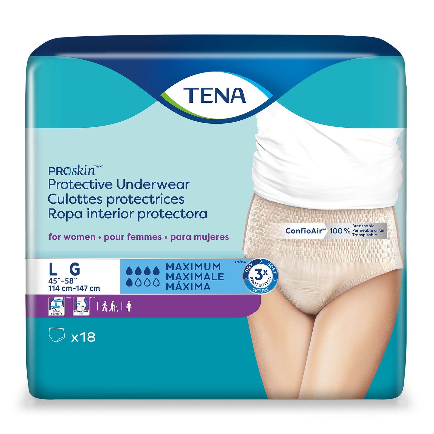 UNDERWEAR, INCONT INTIMATES PROSKIN WMNS LG (18/BG 4BG/CS)