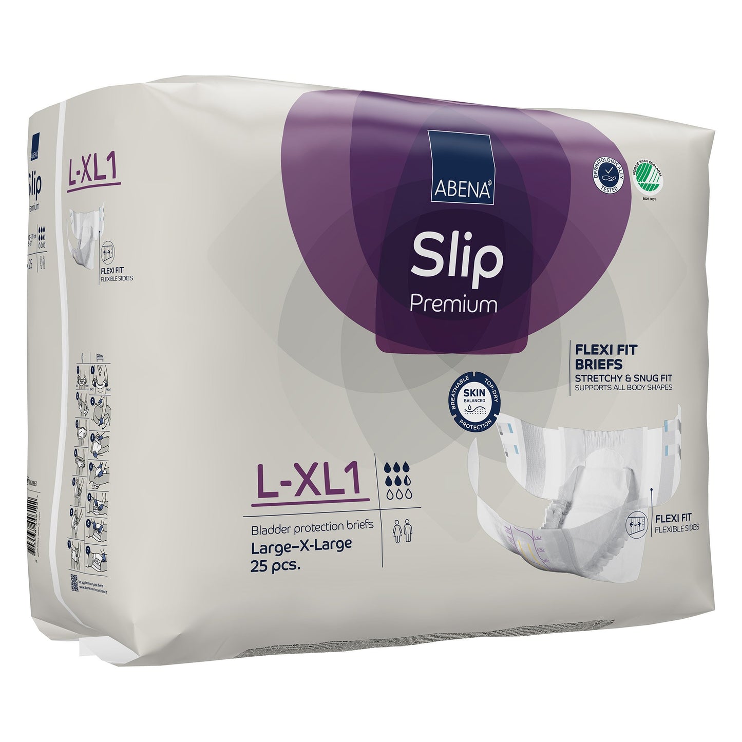 BRIEF, INCONT SLIP FLEX FIT PREM L1-XL1 LG/XLG (25/PK 4PK/CS