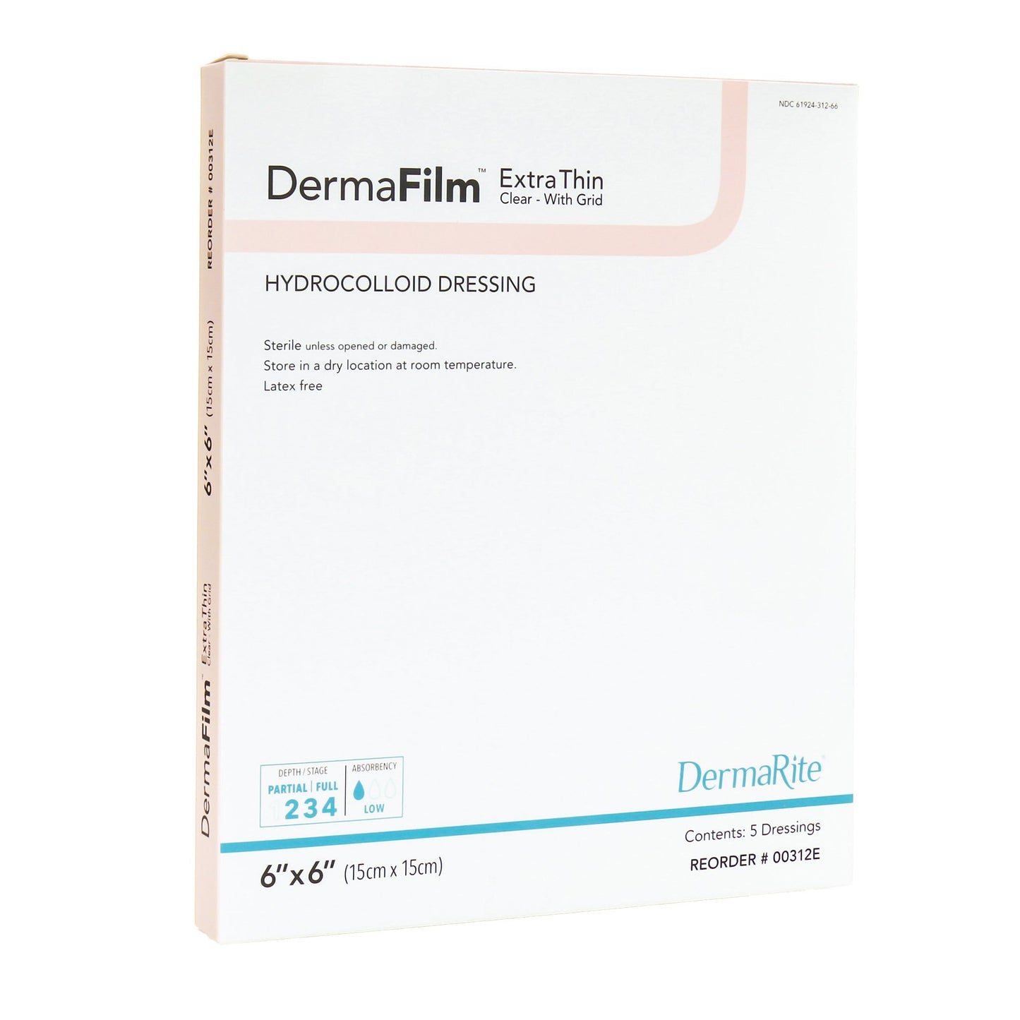 DRESSING, WND HYDROCOLLOID X-THIN 6"X6" (5/BX)