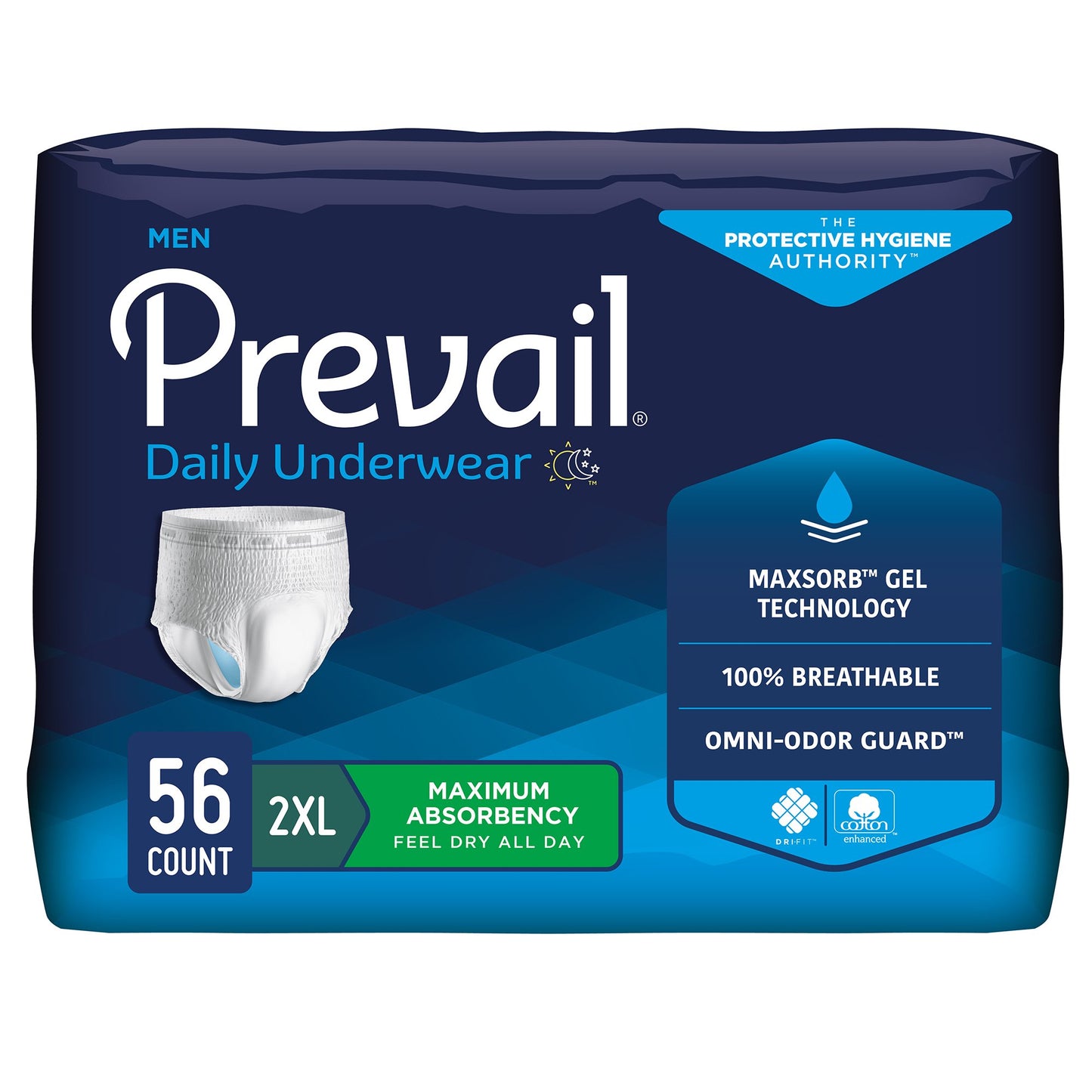 UNDERWEAR, PREVAIL MEN 2XLG 64"-80" (14EA/BG 4BG/CS)