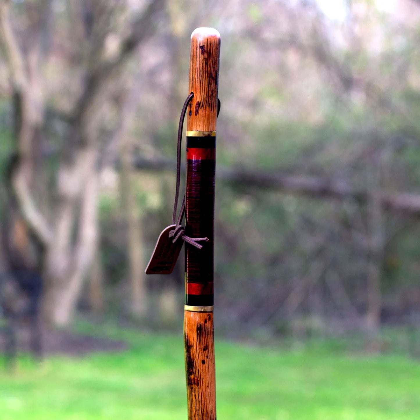 STICK, WALKING WOOD BRAZOS 55 FREE FORM LEATHER SAFARI 55"