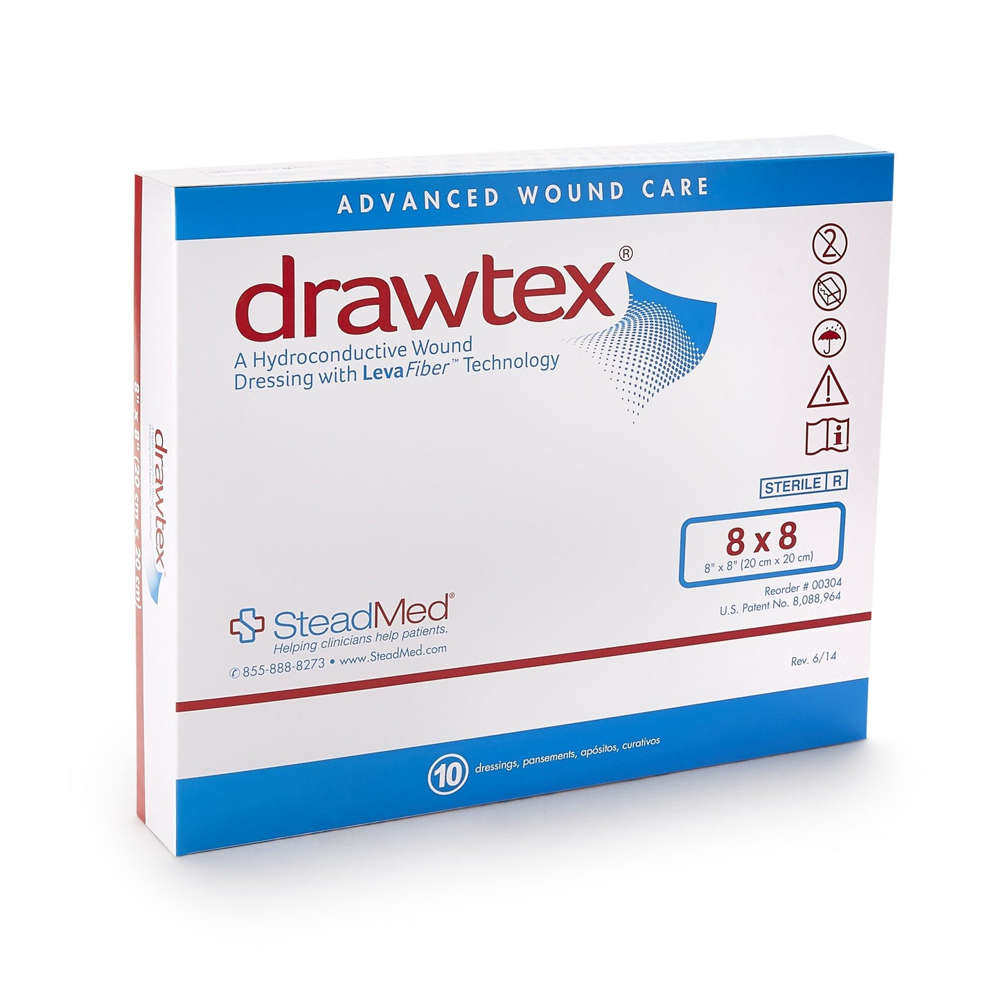 DRESSING, WND W/ LEVA FEBER 8X8 (10/BX) SWISAM