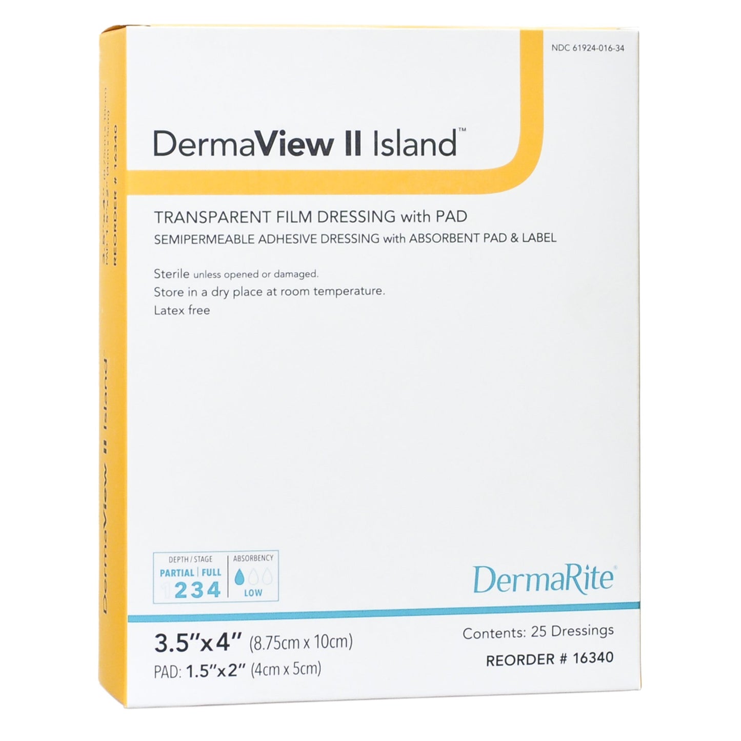 DRESSING, WOUND DERMA VIEW II ISLAND 3.5X4 (25/BX)