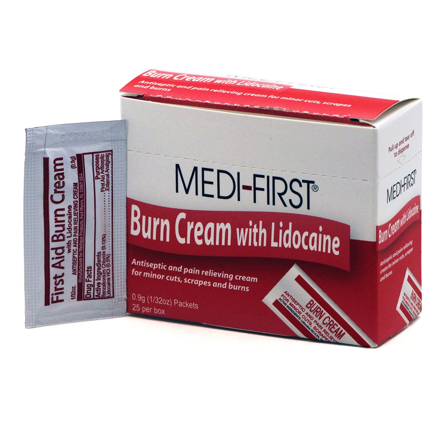 BURN CREAM W/LIDOCAINE, CRM 0.9GM (25/BX)