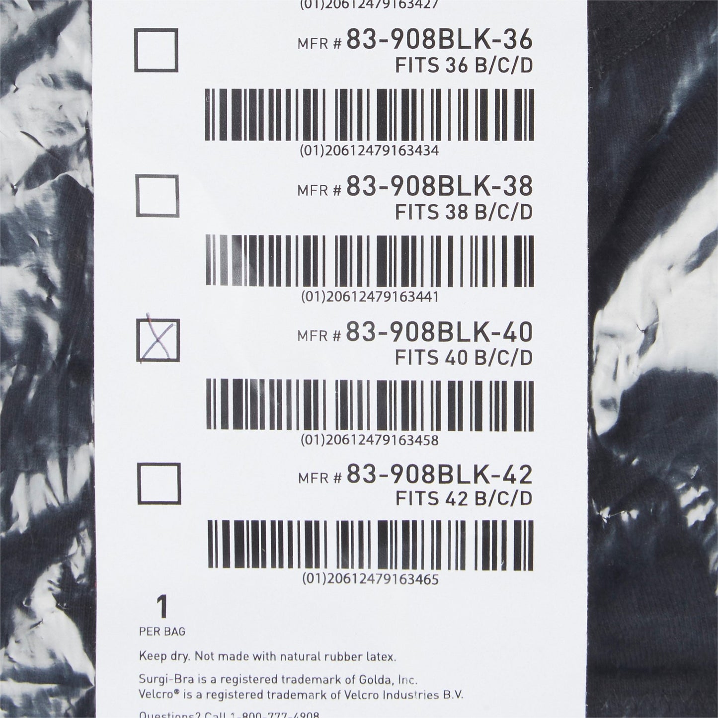 SUPPORT, SURGI-BRA II BREAST COTTON BLK LF 40B/C/D