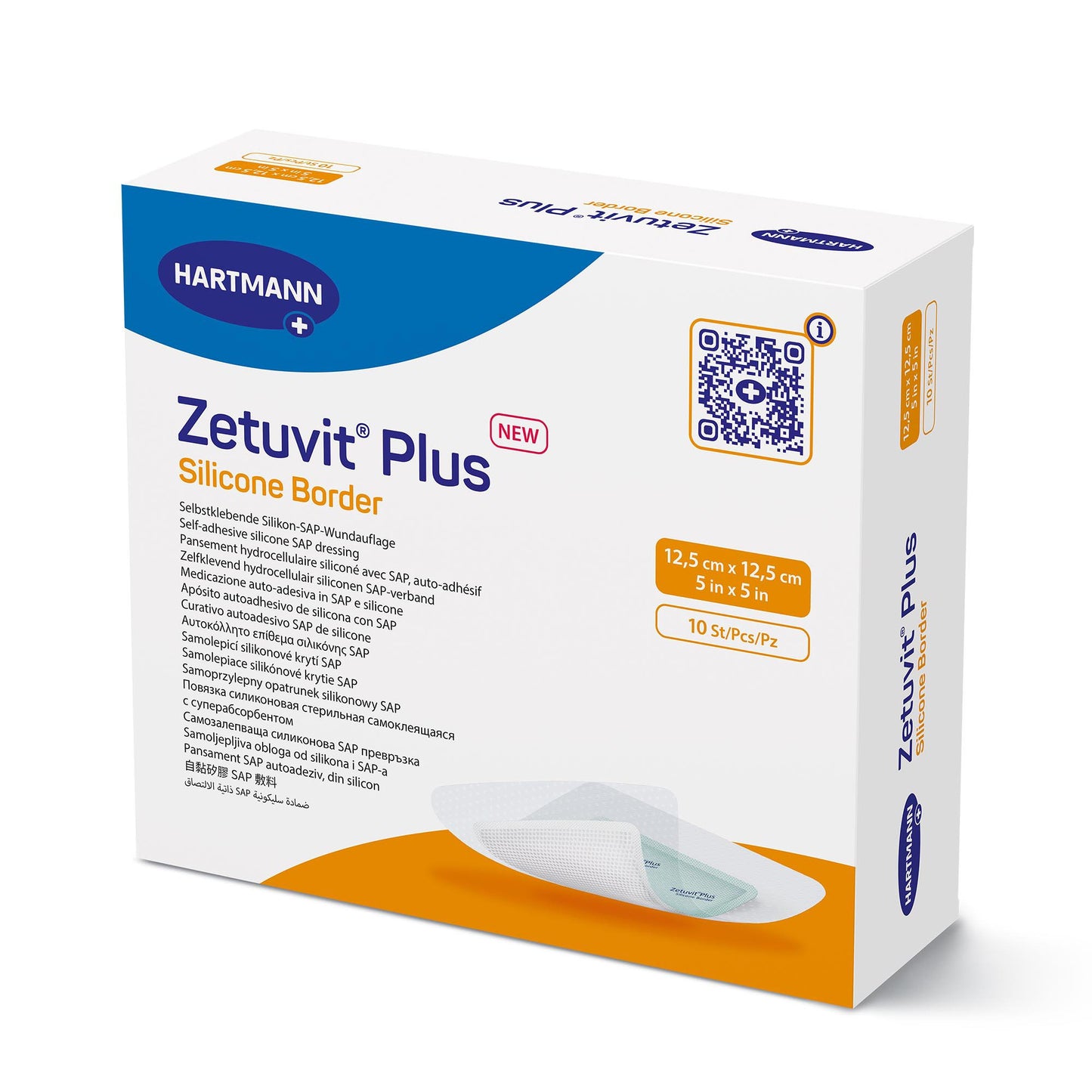 DRESSING, WND ZETUVIT + SAP BRDR SIL ADH 5"X5" (10/BX)