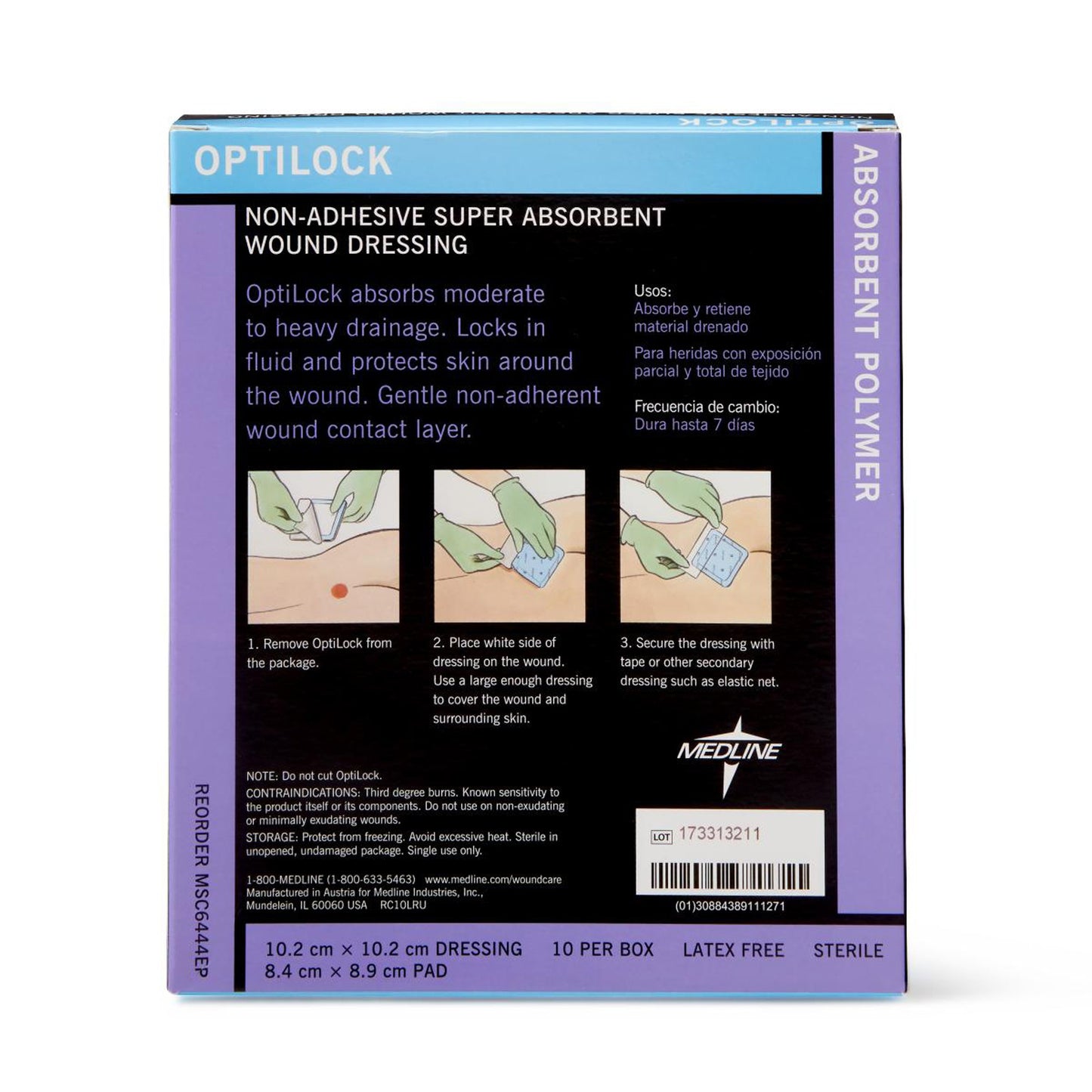 DRESSING, WND OPTILOCK N/ADH 4X4" (10/BX 10BX/CS)