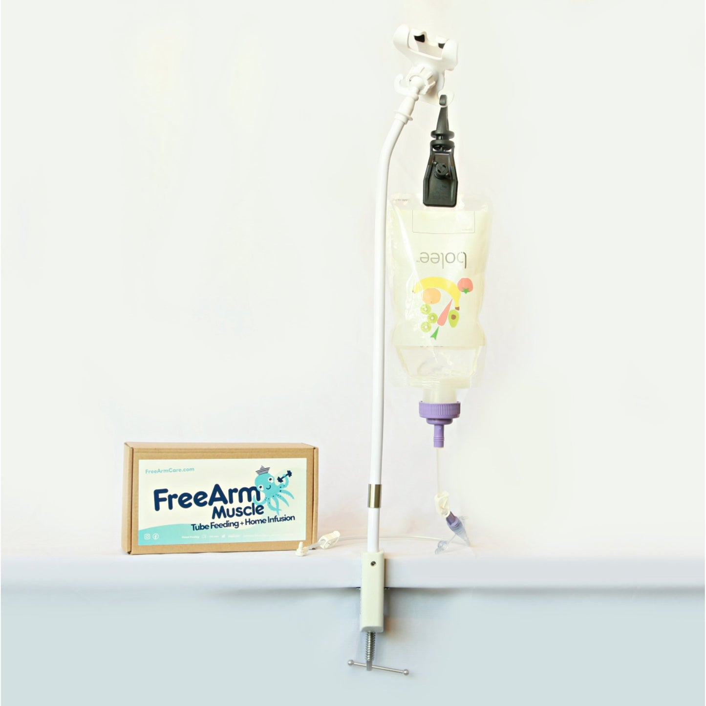 HOLDER, TUBE FEED & INFUSN W/CLAMP UP TO 2" WD WHT (50/CS)